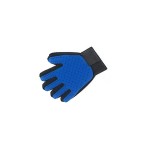 Textile and rubber glove, for brushing pets, blue color, right hand